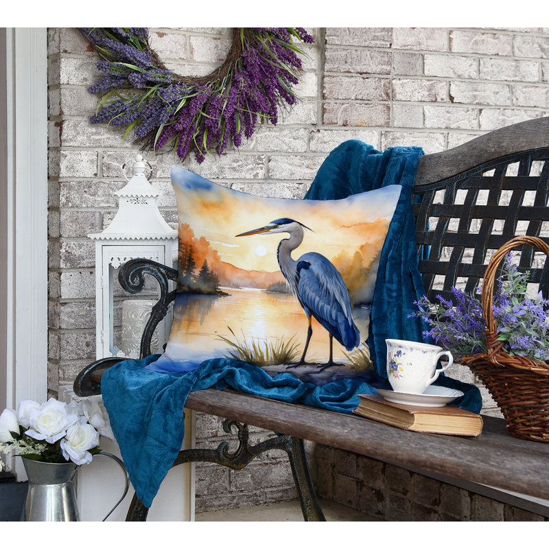 Coussin Blue Heron in the Golden Hour, Carré 18 po