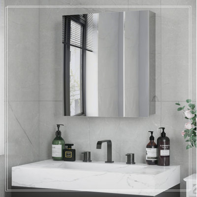kleankin Bathroom Mirror with Storage Shelves, Bathroom Wall Cabinet