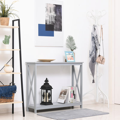 Console grise 2 pour le couloir et le salon, tendance - avec rangement