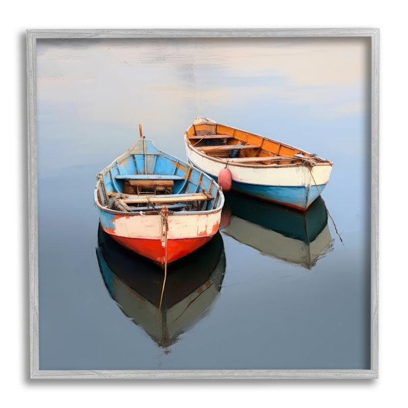 Ba-051, reproduction encadrée de deux canots sur un lac par Irena Orlov, H 17 po x l 17 po x P 1,5 po