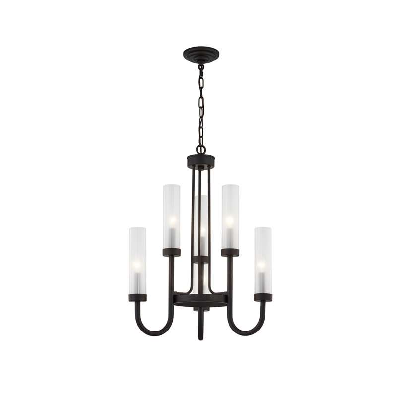 Lustre style chandelier 6 lumières Mingus, Noir mat