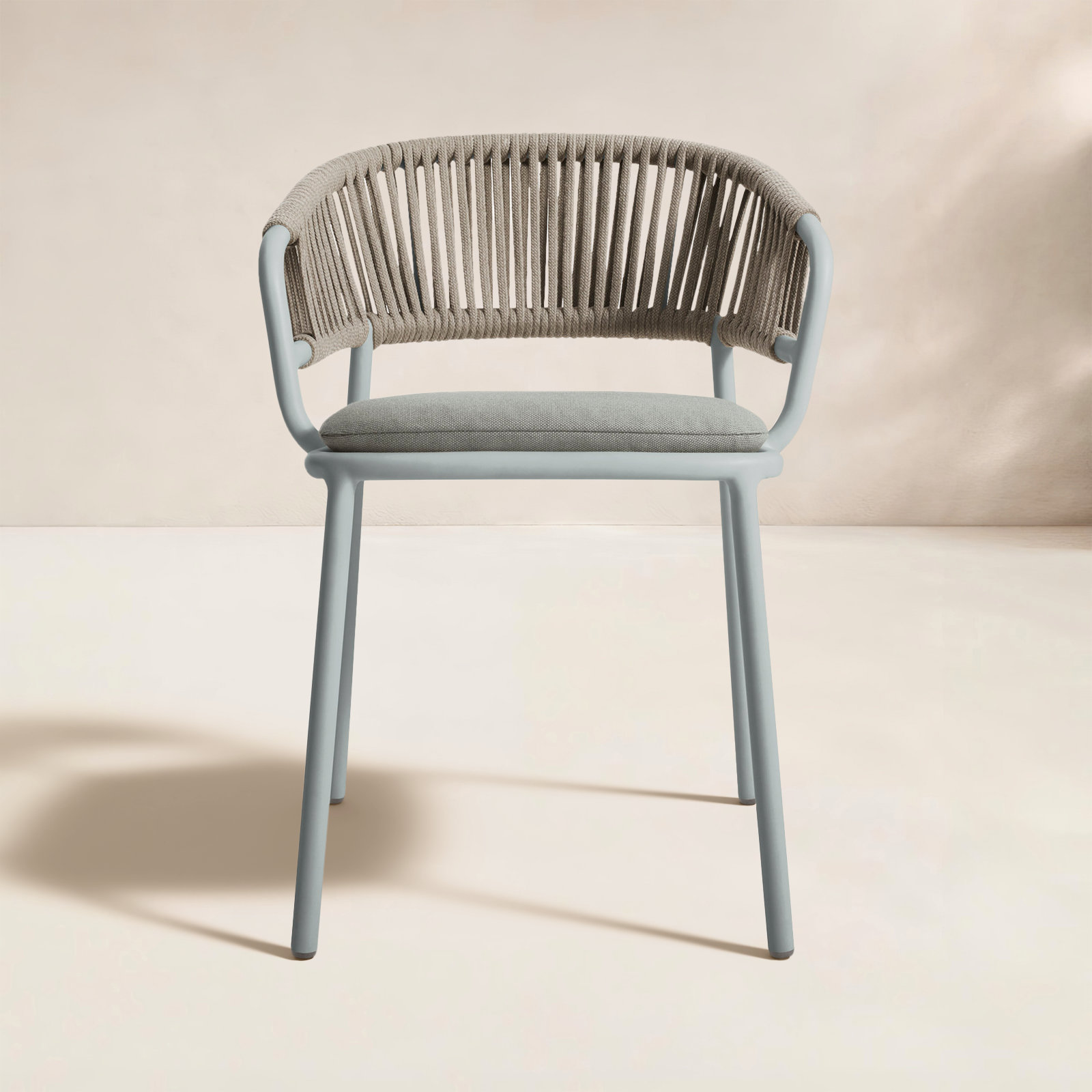 Mate Premium All-Weather Wicker Outdoor Dining Armchair with Sunbrella® Cushion, Toohey Breezy Blue