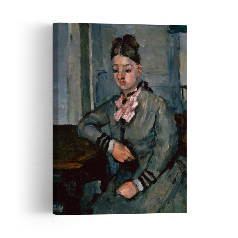 Madame Cézanne appuyée sur une table, vers 1873. Estampe d'art mural abstraite impressionniste contemporaine.
