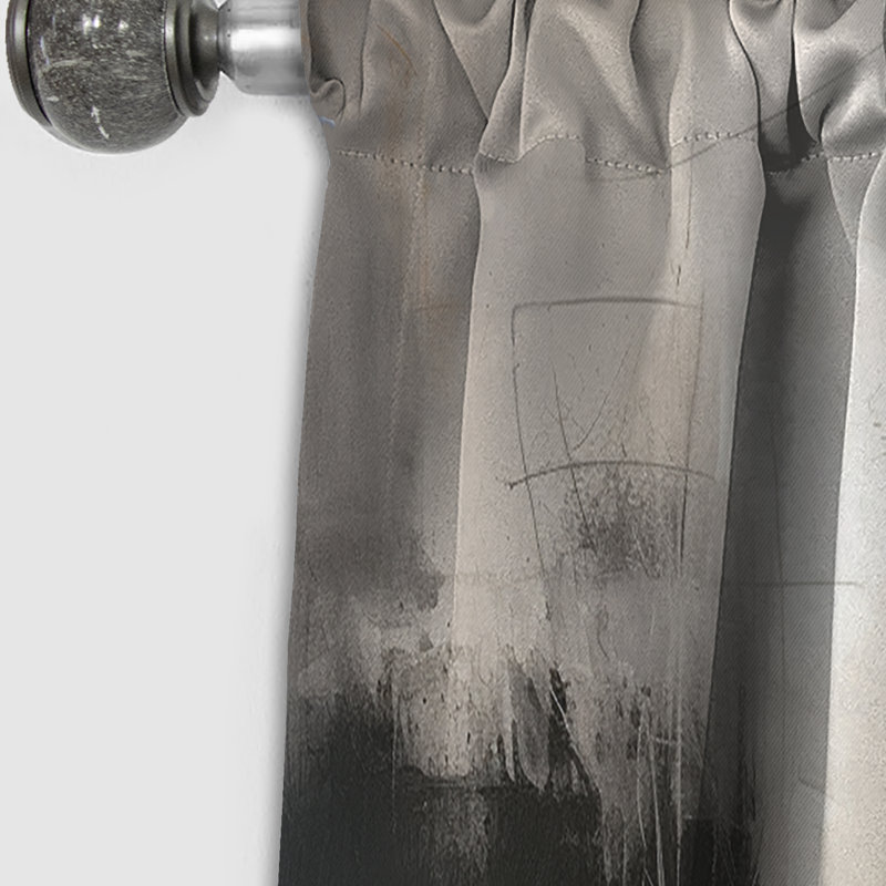 Rideau noir Mid Century Fusion I - Mid-Century - Rideau occultant abstrait - 1 panneau, L 52 po x L 108 po