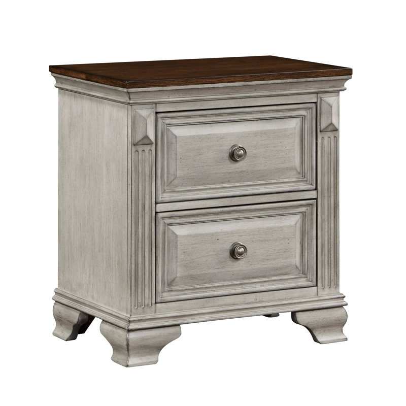 Table de chevet 2 pour chambre à coucher - gris et brun deux tons, élégance en bois dans une élégance deux tons, fabrication en bois