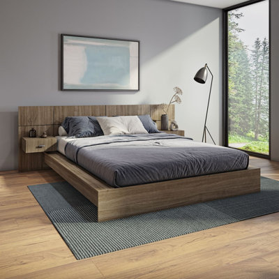 Modern Kaphan Bedroom - Platform Bed with Headboard and Nightstands (2) – Easy Assembly, No Box Spring Required