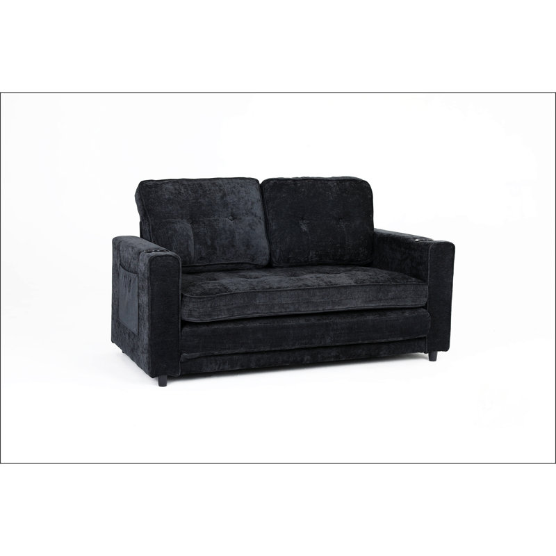 Canapé-lit convertible en tissu de velours à 3 plis, parfait pour les petits espaces et une utilisation multifonctionnelle dans les salons ou les bureaux