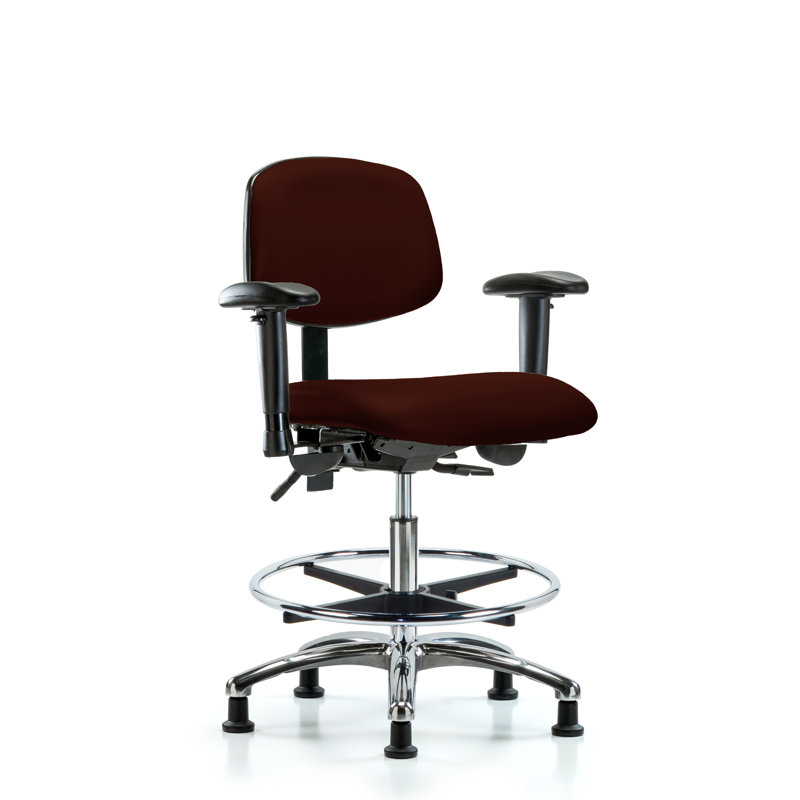 Aliya Vinyl Drafting Chair, Burgundy, Casters, Included
