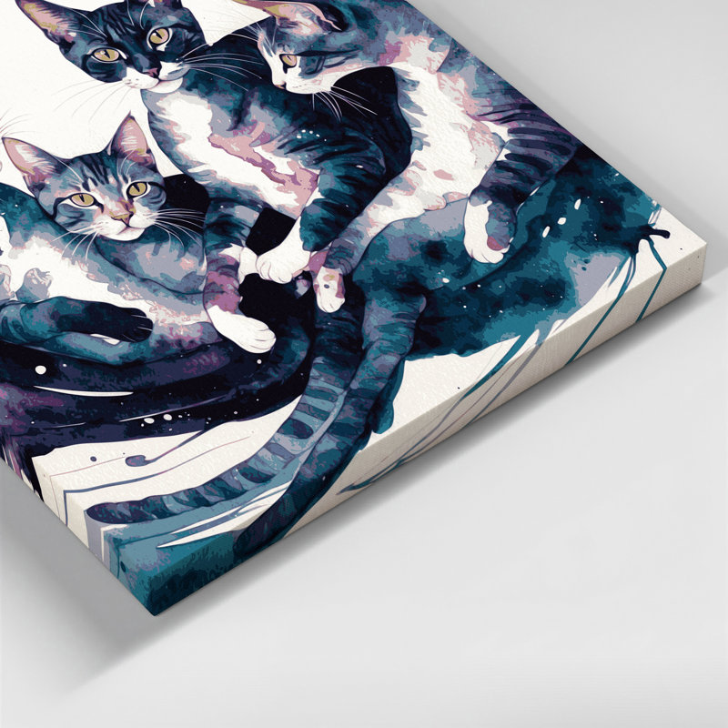 «Cats Manx», toile sur toile grise, H 12 po x l 12 po