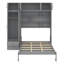 Grand lit escamotable mural élégant avec armoire supérieure, étagères et garde-robe intégrée-1332607376