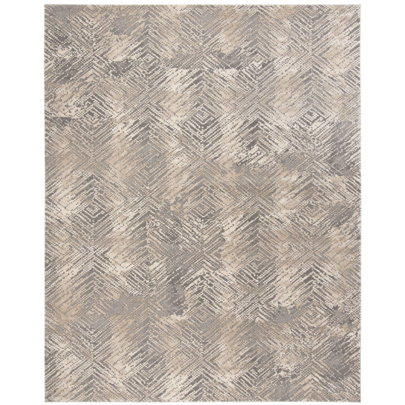 Edvin Geometric Ivory/Grey Area Rug, Rectangle 9' x 12'