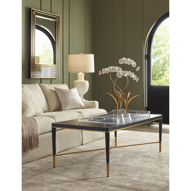 Hamlet Cocktail Table, White, White/Antique Brass