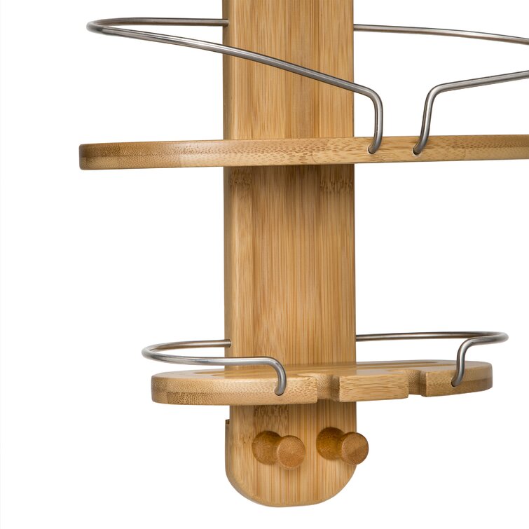 Johnika Suction Bamboo Shower Shelf Rebrilliant