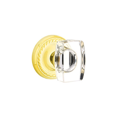 Ensemble de boutons d'intimité Emtek avec rosette en corde et bouton en verre Windsor