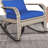 Dark Blue Porch Rocker Chair, Style With Seat And Pillow, High Back For Garden, Patio, Balcony Outdoor Rocking Comfortable Cushion Porch,