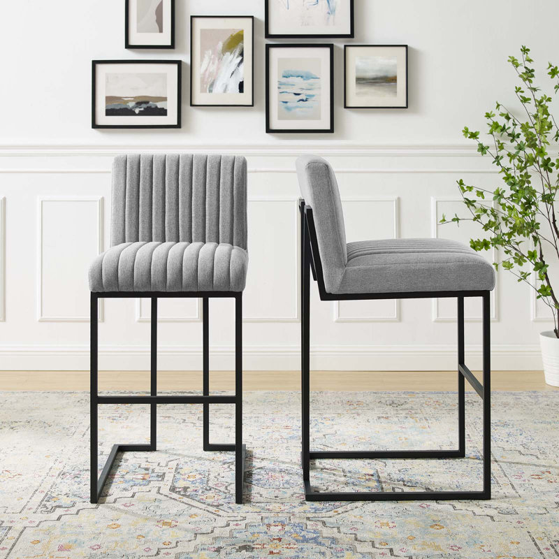 Tabouret de bar Indulge, Velours gris pâle, 2, Tabouret de bar (siège d'une hauteur de 30 po)
