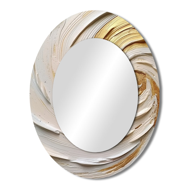 Gold Eternal Swirl IV - Abstract Oval Decorative Mirror On Metal, 43" x 33"