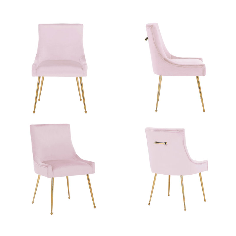 Chaise rembourrée en velours, Rose