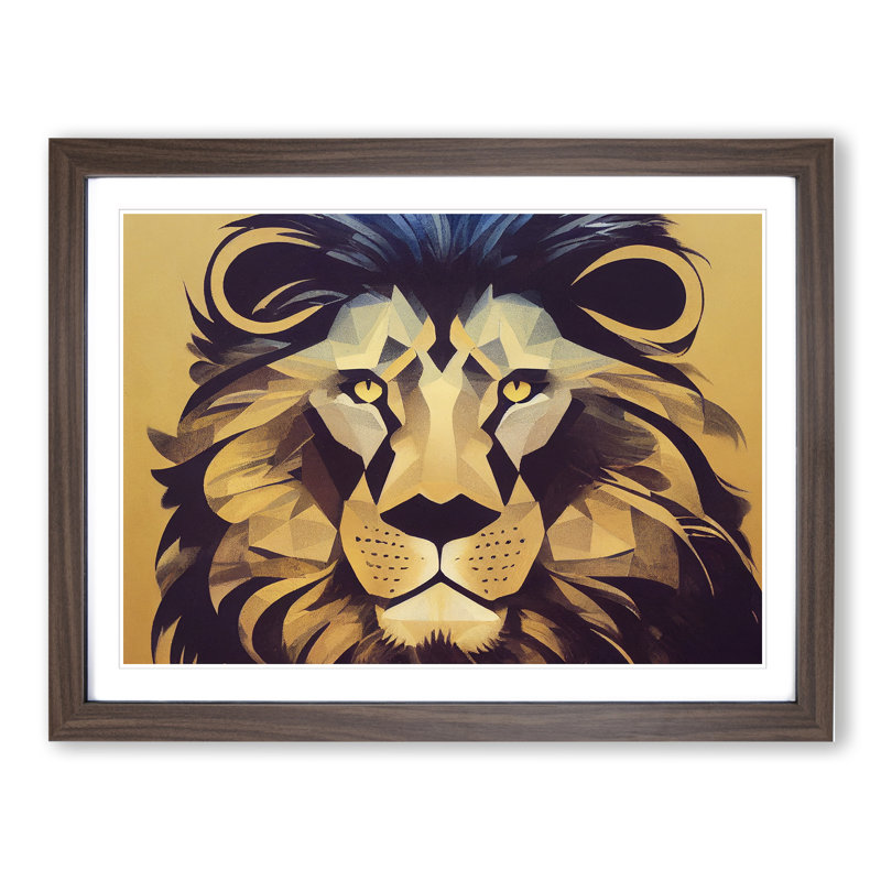 Captivating Abstract Lion - Framed Print, Walnut, 25cm H x 34cm W x 2cm D