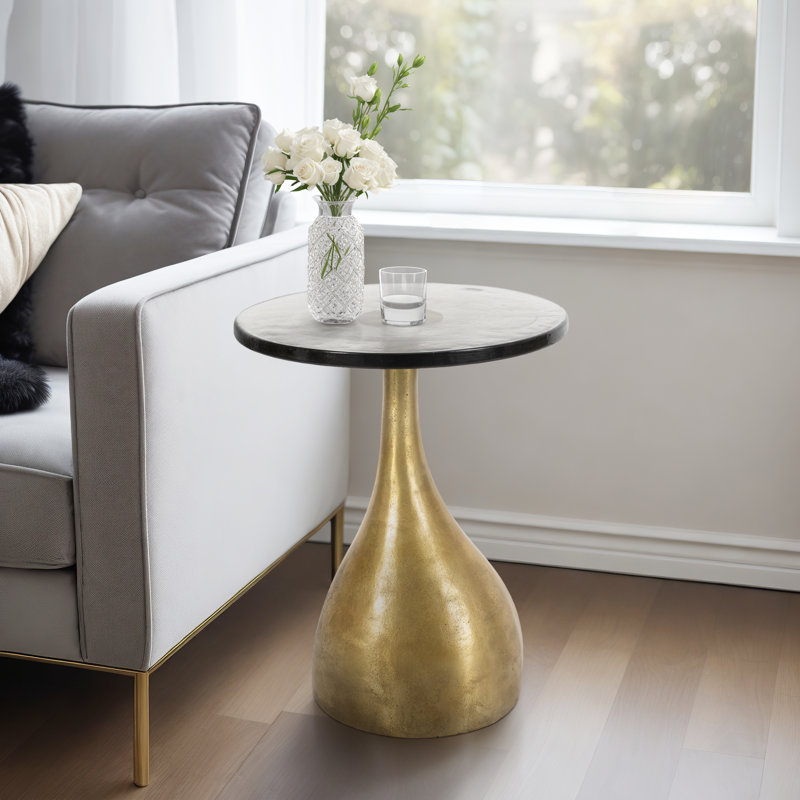 Ernstfried Modern Sculptural Pedestal End Table with Sleek Round Glass Top, Elegant Contemporary Side Table for Living Room, Bedroom, or Entryway Décor - 23"