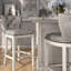 Tabouret de bar rembourré avec dossier, hauteur de 31 pouces, revêtement blanc et gris, boutons, pivotant à 180 degrés, repose-pieds en métal sur plaque, patins en plastique pour le plancher, tabouret pivotant facile à installer,