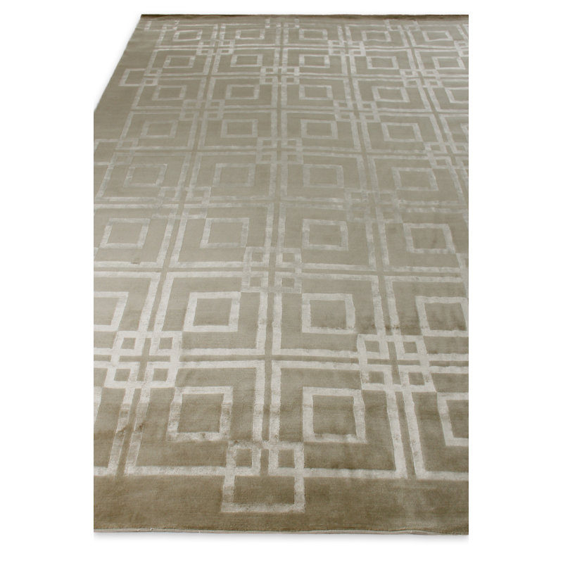 Super Tibetan Hand Knotted Geometric Area Rug, Rectangle 9' x 12'