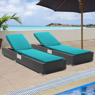 Outdoor Oversized Chaise Lounge Chair, 500 lbs Luxury Patio Adjustable 5-Position Wicker Lounger for Pool