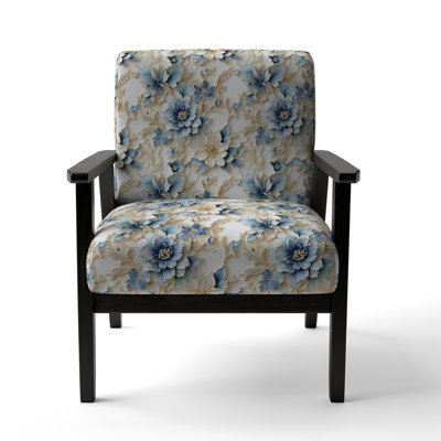 Fauteuil d'appoint rembourré blanc et bleu