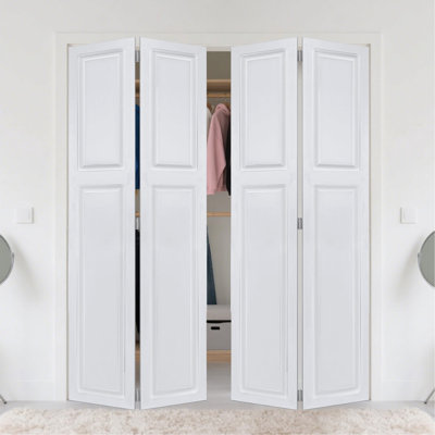 Dual 2Panel Cottagestyle  Door 3/4" Thick 32 In. X 80 In. Solid Core White Finished Vinyl Bi-Fold Door With Hardware Kit