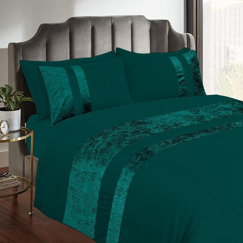 Aptos Polyester Solid Colour Duvet Cover Set with Pillowcases, Jade Green, Super King Duvet Cover + 2 Standard Pillowcases