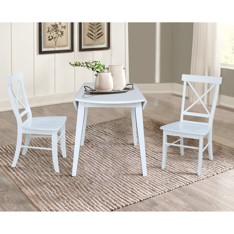 Ensemble de salle à manger Kaylam, Blanc, 3 pièces: table, 2 chaises