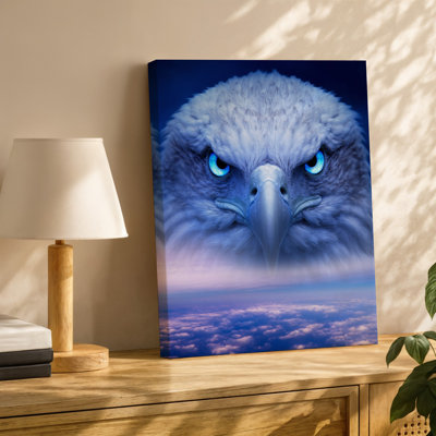 Canvas A Majestic Eagle S Head Dominates The Composition Its Piercing Wall Art Blue Eyes Glowing Intensely Against A Backdrop Of Canvas Wall Art