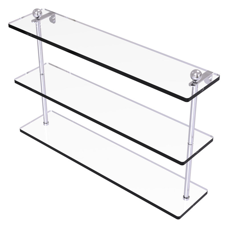 Morosini 3 Piece Tiered Shelf, 22", Satin Chrome