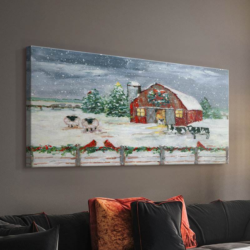 Winter Homestead - Toile tendue avec châssis - Prêt à accrocher, H 16 po x l 32 po