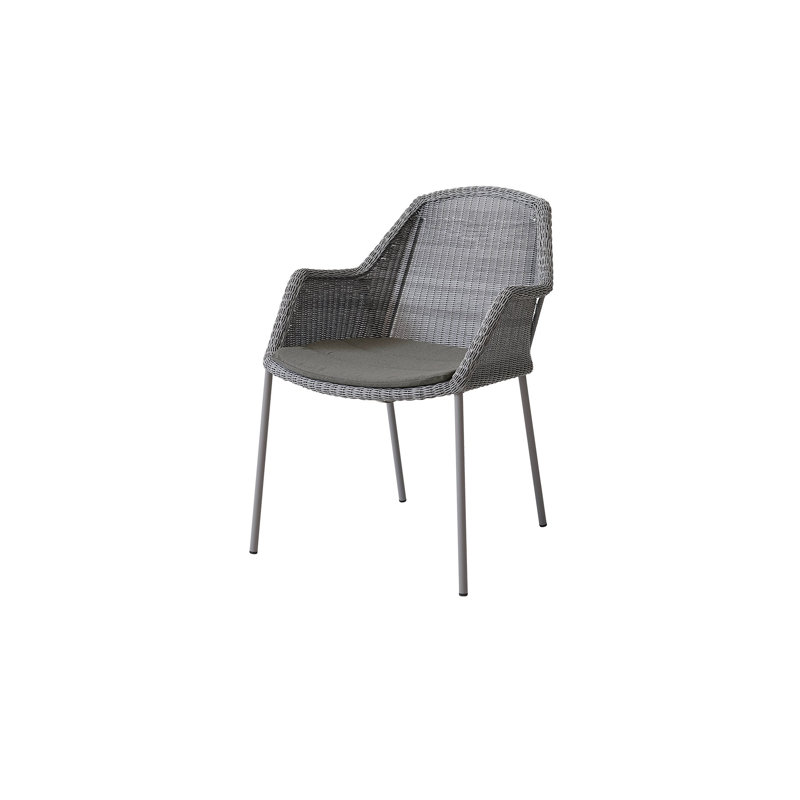 Breeze Stacking Patio Dining Armchair with Cushion, Black, Taupe