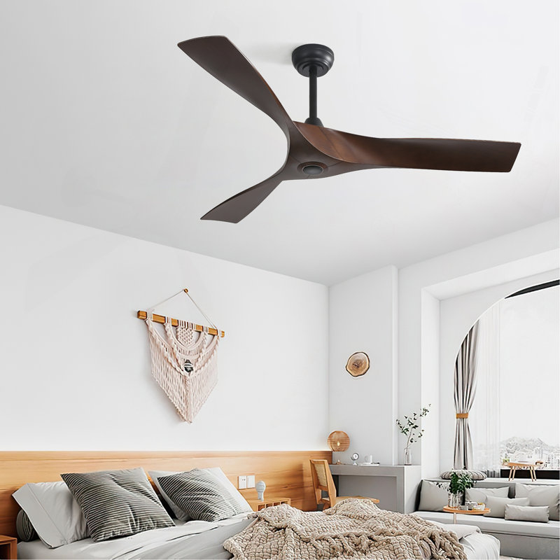 Ventilateur de plafond moderne de 52 pouces avec 3 pales en ABS et moteur à courant continu réversible sans lumière pour le salon