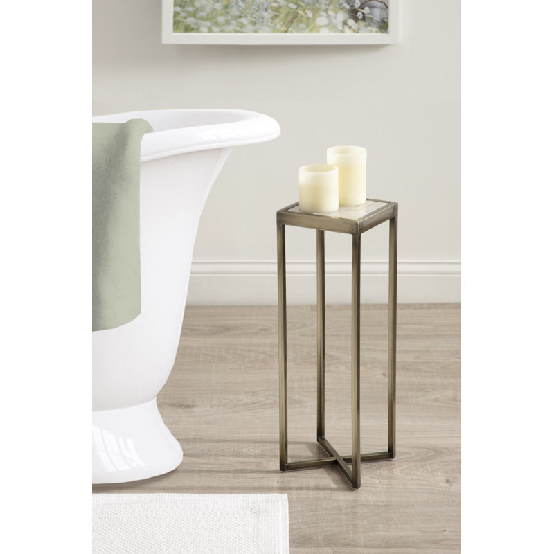 Marisol End Table, White Marble Top/Antique Brass Base