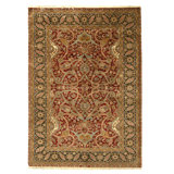 Hand Knotted Wool Oriental Area Rug in Red And Black