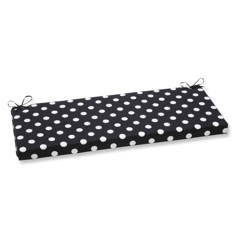Polka Dot Outdoor 3'' Bench Seat Cushion, Black