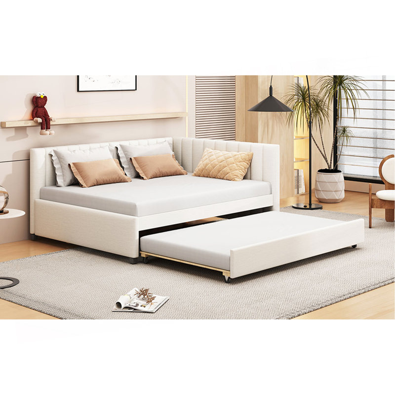Lit de jour en tissu d'ameublement (beige), Beige