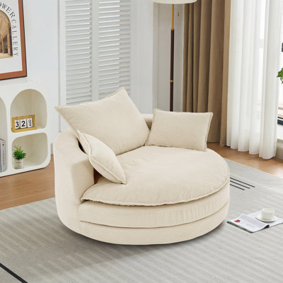 Lasean 57.5" Upholstered Swivel Barrel Chair
