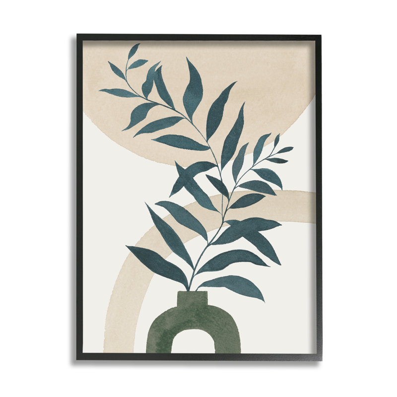 «Curvy Plant Leaves Modern Shapes», art mural texturé giclée par Grace Popp_aq-375, Giclée encadrée noir minuit