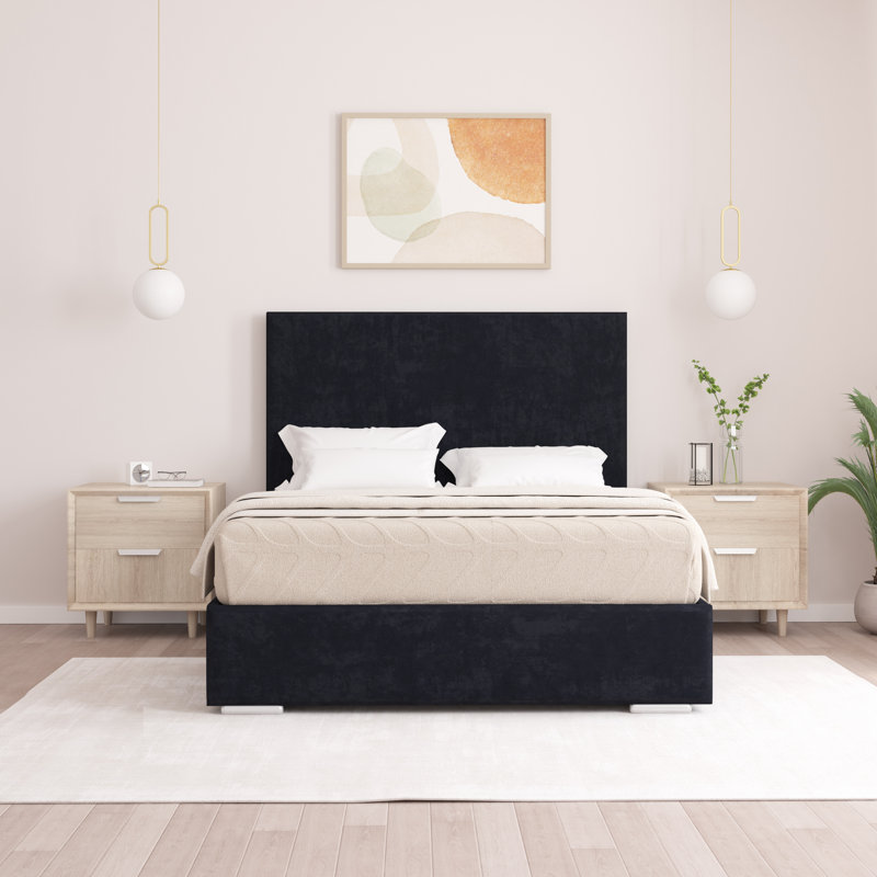 Shetye Upholstered Bed, Single (3'), Black