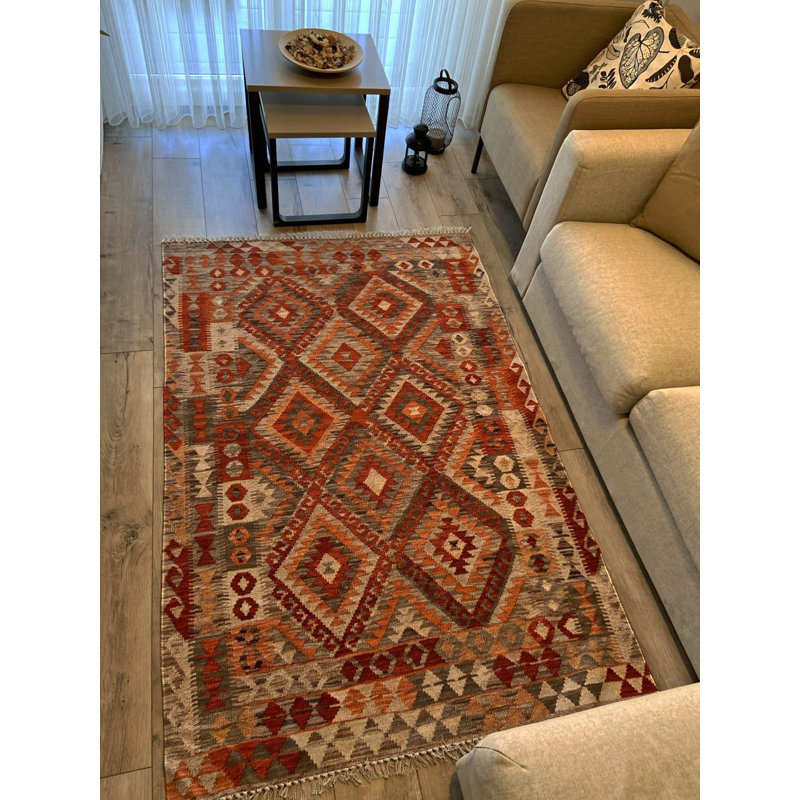 Cotton Multicolor Authentic and Ethnic Pattern Rug, Rectangle 3'11.24" x 5'10.87"