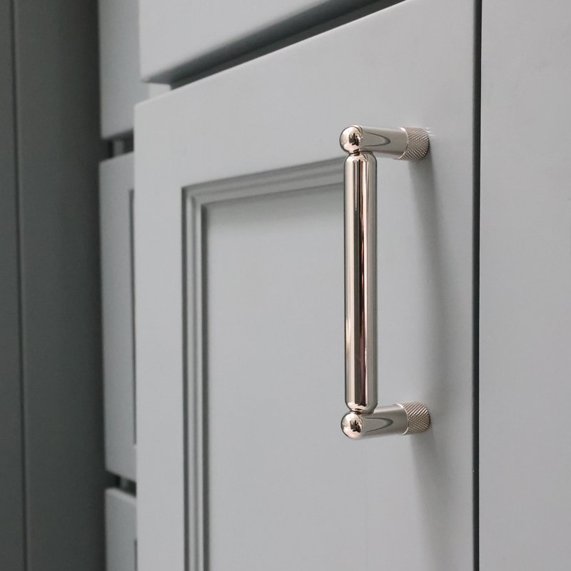 Knurled Bar / Handle Pull, 6", Polished Nickel