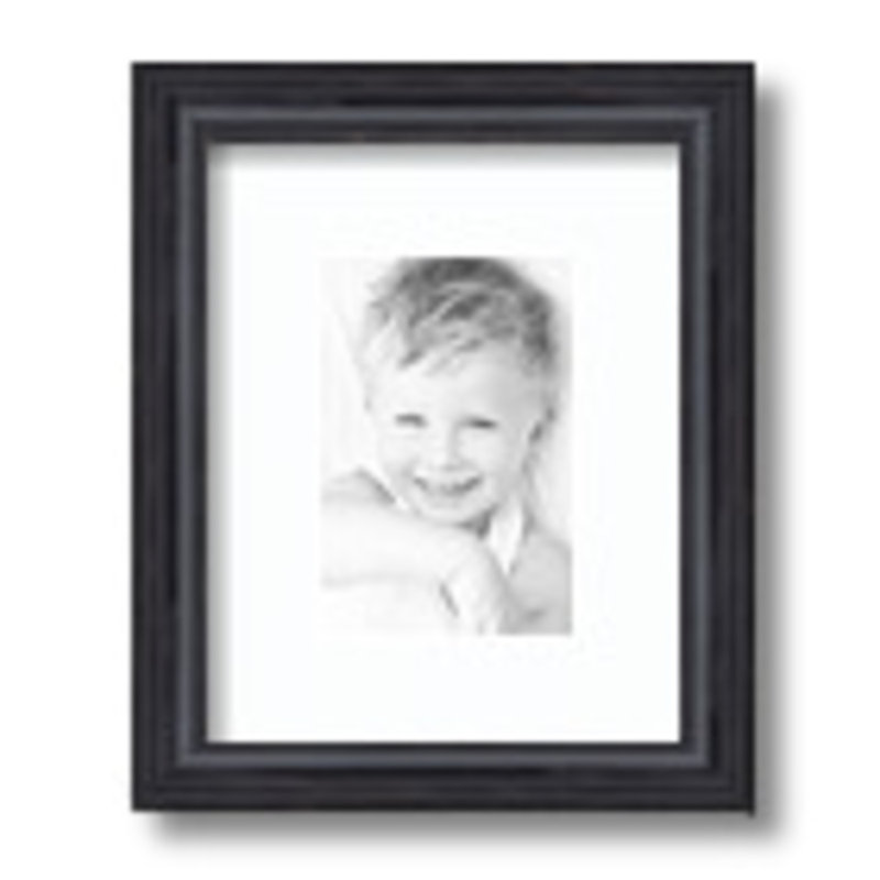 Black Wood Matte Picture Frame with Mat, Super White