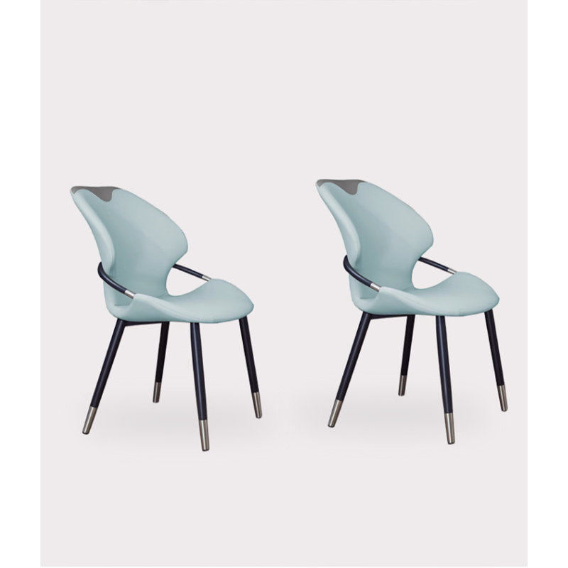 Chaise de salle à manger moderne en cuir de polyuréthane minimaliste, Bleu