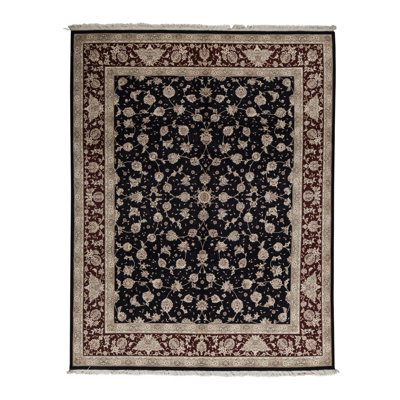Hand-Knotted High-Quality Navy and Wine Area Rug