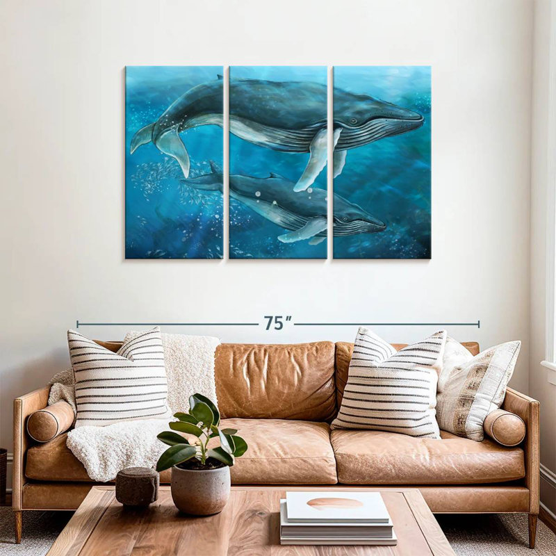 Baleines à bosse majestueuses, H 36 po x l 57 po