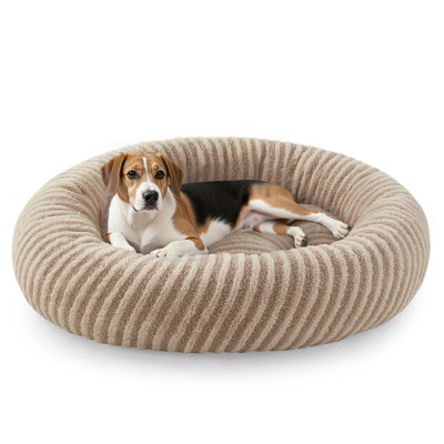 Calming Donut Dog Bed, Soft Plush Pet Bed with Removable Washable Cover, Anti-Slip Bottom, Cozy Sleeping & Lounging Bed for Cats and Dogs
